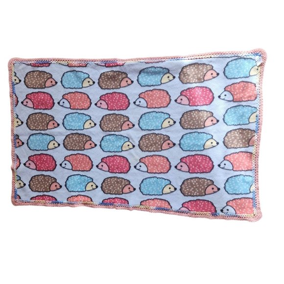 Project Linus Handmade Hedgehog Print Fleece Baby Blanket With Crochet Border - Picture 2 of 7